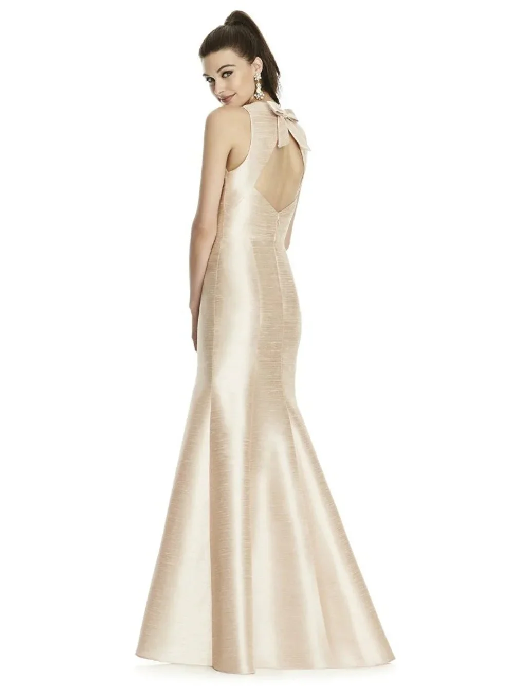 Alfred Sung 734...Full Length, Sleeveless Dress....Champagne...Size 12 - Picture 2 of 3